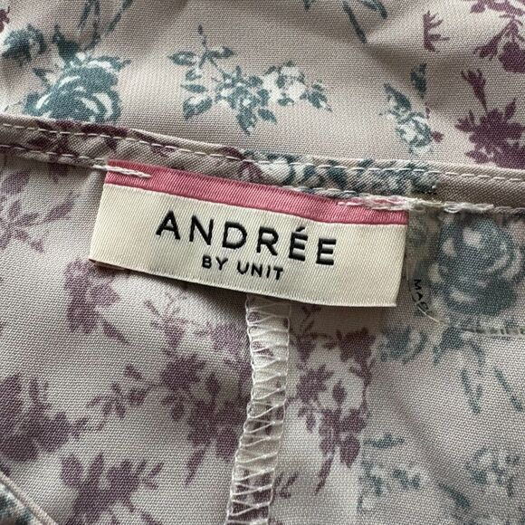Andree by Unit Peasant Blouse Pastel Purple Patchwork Floral Cottage Size Large - Picture 4 of 5